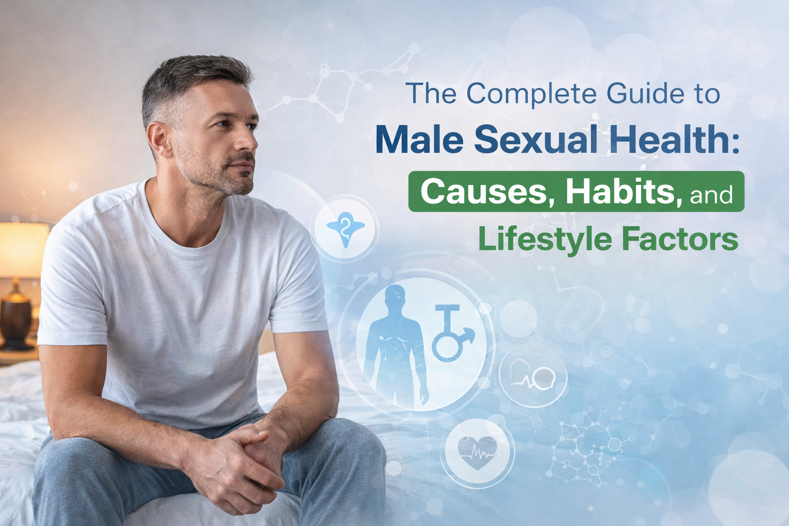 Illustration representing male sexual health and lifestyle factors